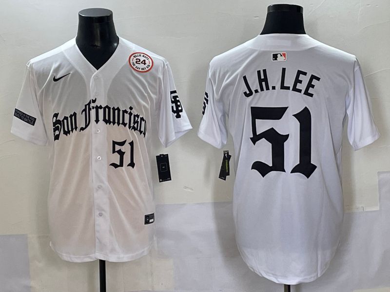 Men 2025 San Francisco Giants 51 J.H.Lee White Five generations Joint Name Nike MLB Jersey style 9